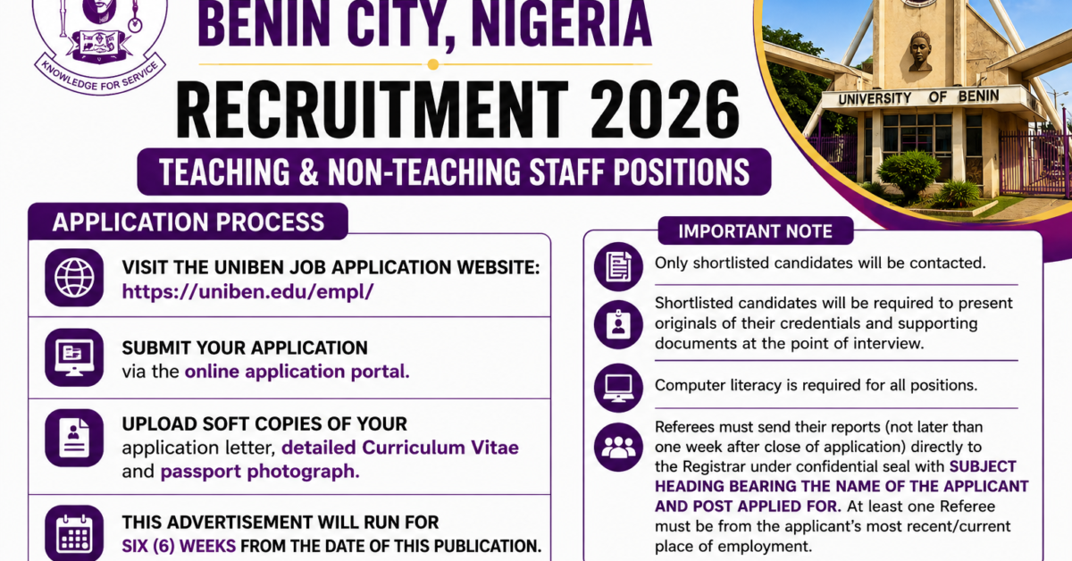 University of Benin Recruitment 2026: Teaching & Non-Teaching Jobs file_00000000c21482108df2ad3cafcbd942